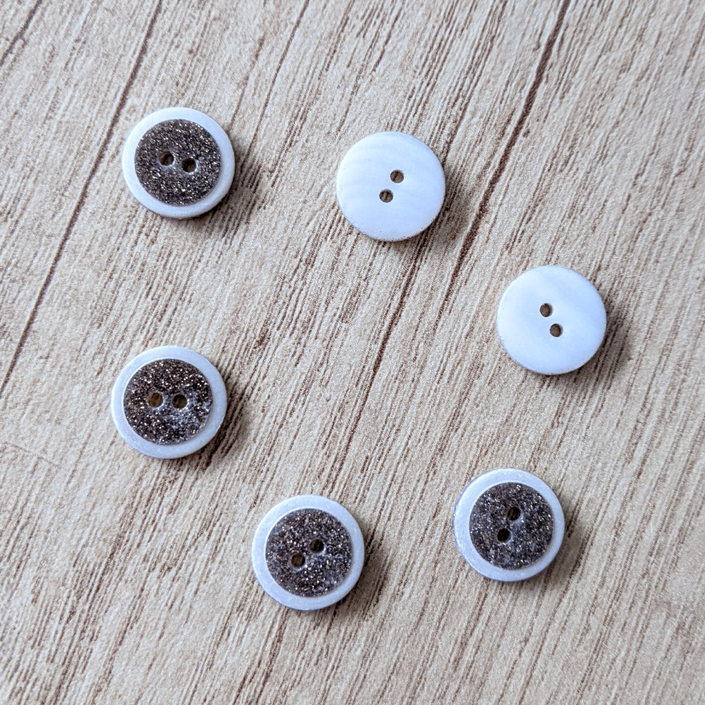 Bouton Nacre Paillettes Bleu Pétrole - Mondial Tissus