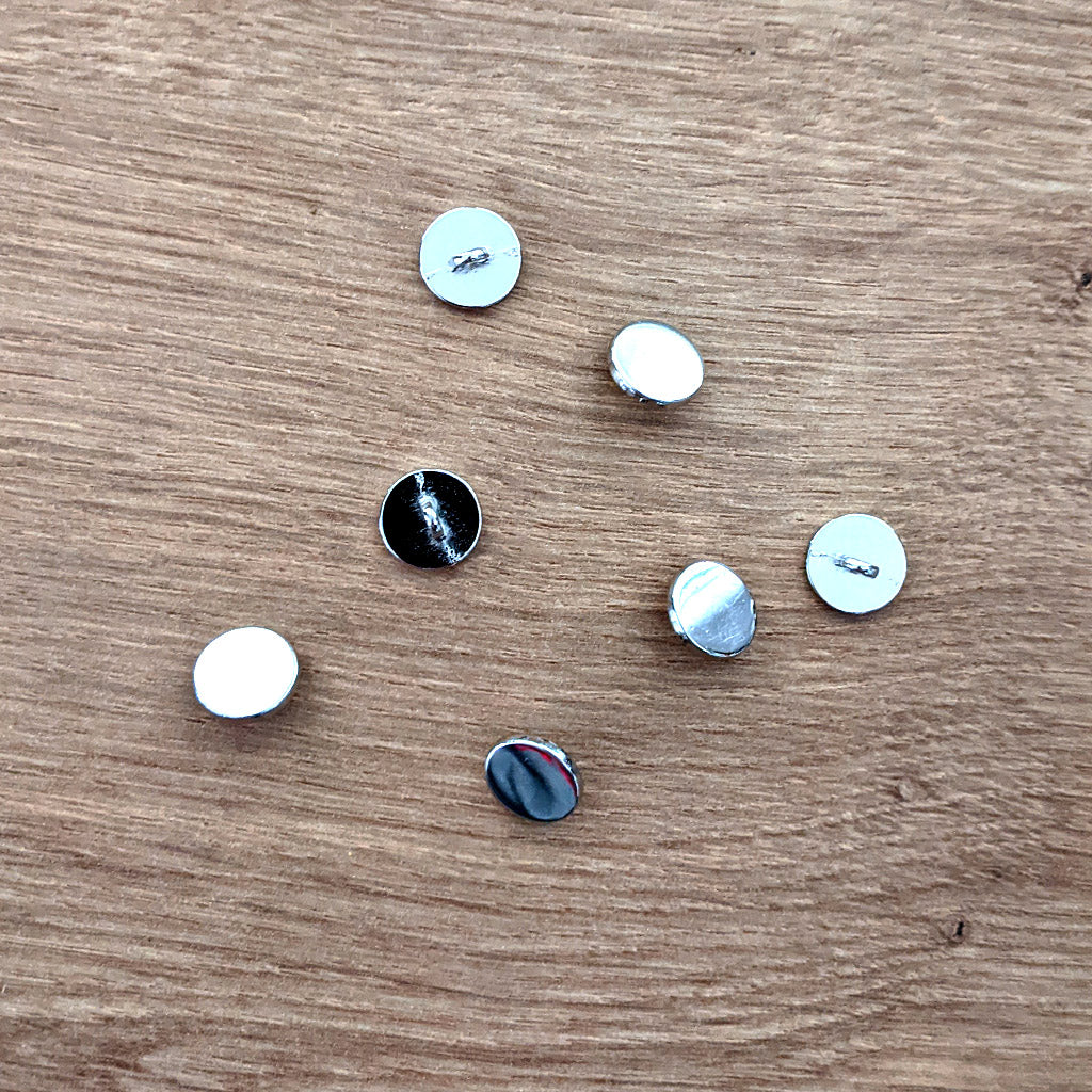 Lot 6 boutons vintage en métal argenté bleu rectangle 1,8 sur 0,8 cm ref 1784