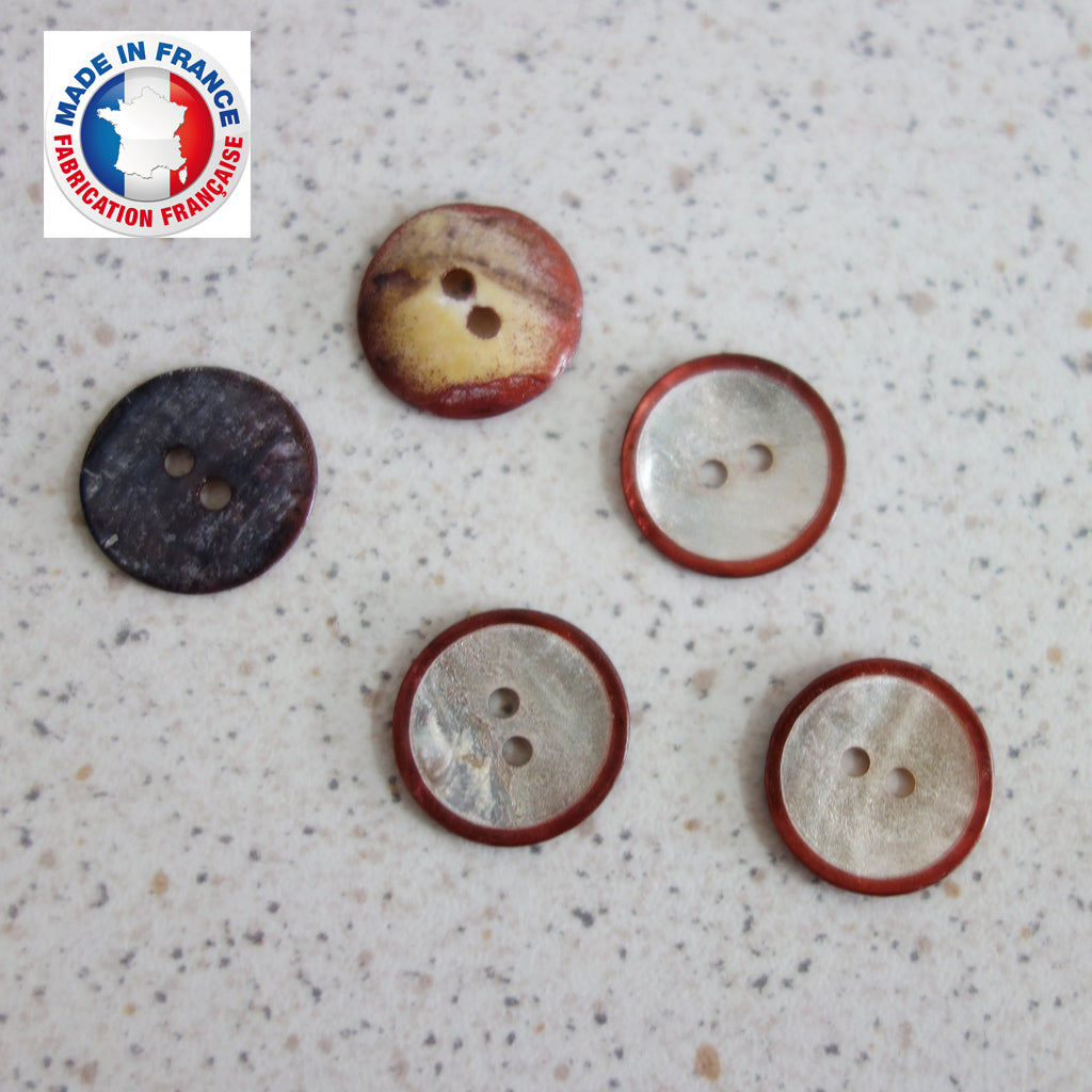 Lot De 18 Boutons En Nacre Ronds 25 Mm - Neufs, 2 Trous, Pour Couture Ou Customisation