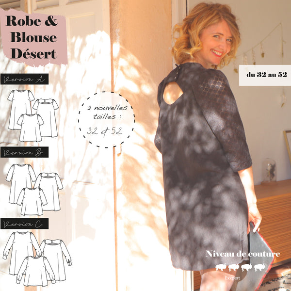 Patron pochette robe et blouse Désert (32 au 52)