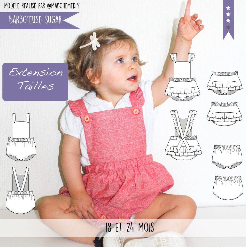 PACKOVE 4 Extensions Barboteuse Bébé - Rallonge Body Double Couche Coton