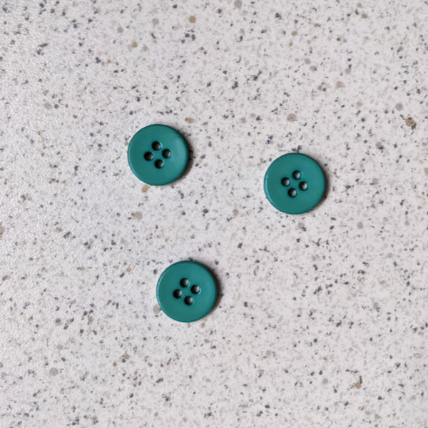Bouton 4 trous vert d'eau 12 mm