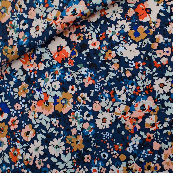 Viscose satin See You at Six Flower Joy
