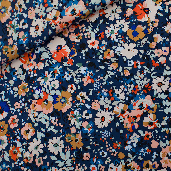 Viscose satin See You at Six Flower Joy