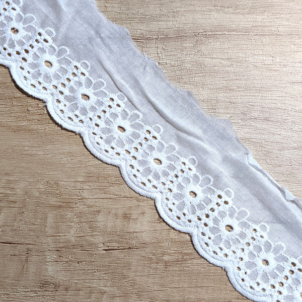 Galon broderie anglaise blanc n°8 - 60 mm