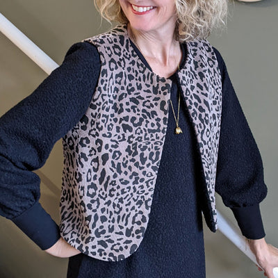 Gilet de berger - taupe léopard côtelé T36