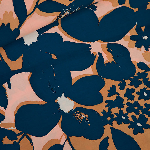 Viscose satin See You at Six fleur ombrée