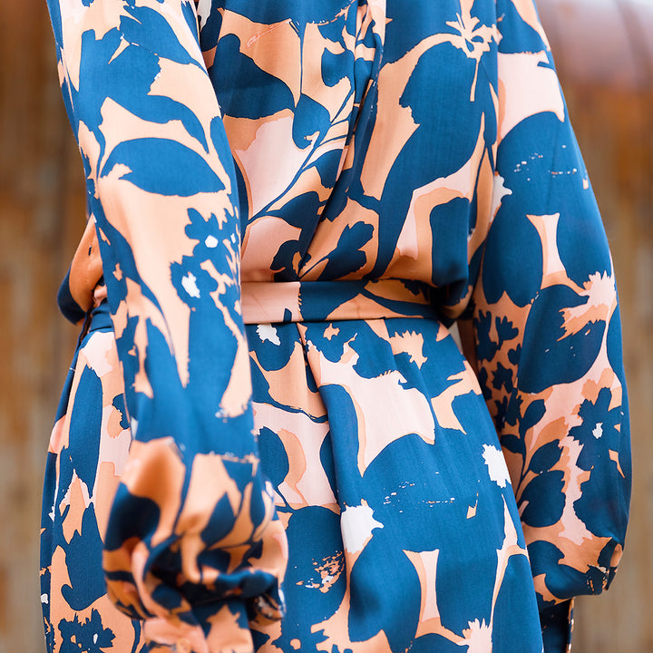 Viscose satin See You at Six fleur ombrée