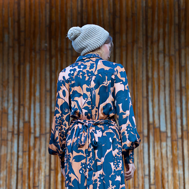 Viscose satin See You at Six fleur ombrée