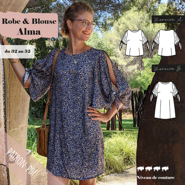 Patron Robe et blouse Alma du 32 au 52 (PDF)