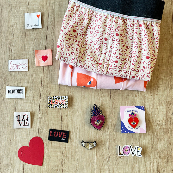 Jersey beige mini coeur rouge
