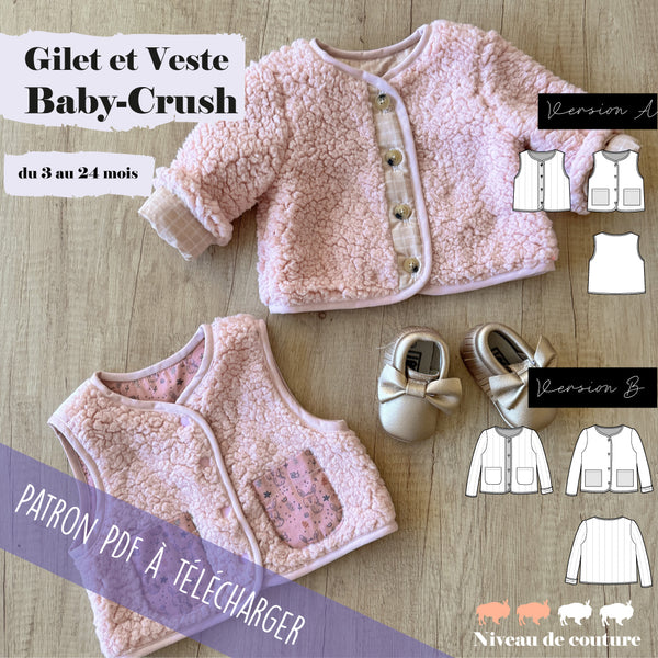 Patron Bébé : Gilet et veste Baby-Crush 3 au 24 mois (PDF)