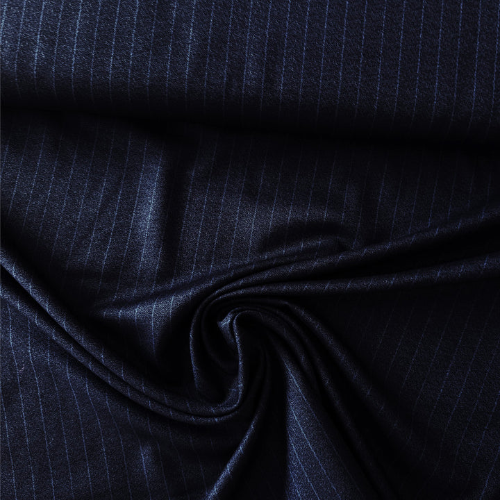 Tissu rayé mélange bambou bleu marine