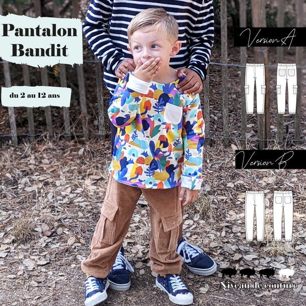 Patron Pantalon cargo Bandit 2/12 ans