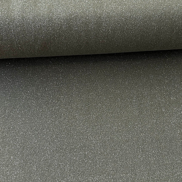 Tissu Bord Côte lurex kaki et argent