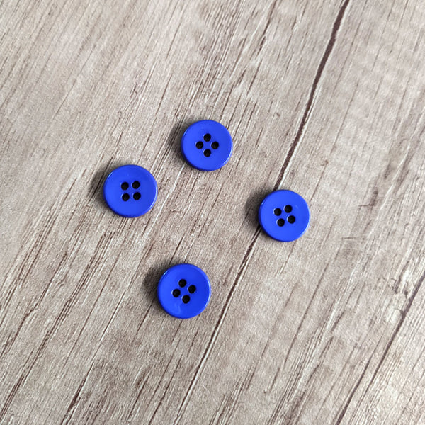 Bouton 4 trous bleu électrique 12 mm