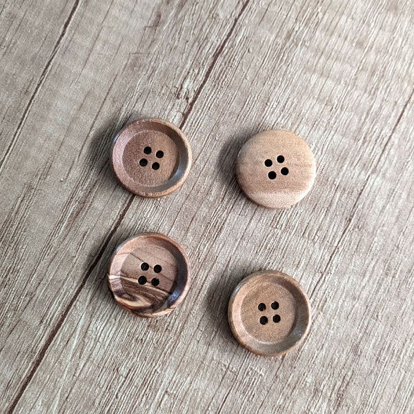 Bouton effet bois contours 23 mm