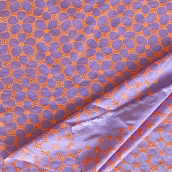 Broderie anglaise violet broderie orange fluo
