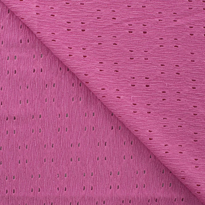 Tissu brodé froissé fuschia