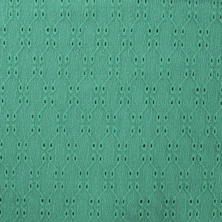 Tissu brodé froissé vert chlorophylle