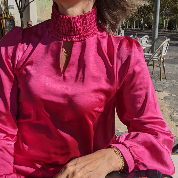 Satin lourd stretch rose indien