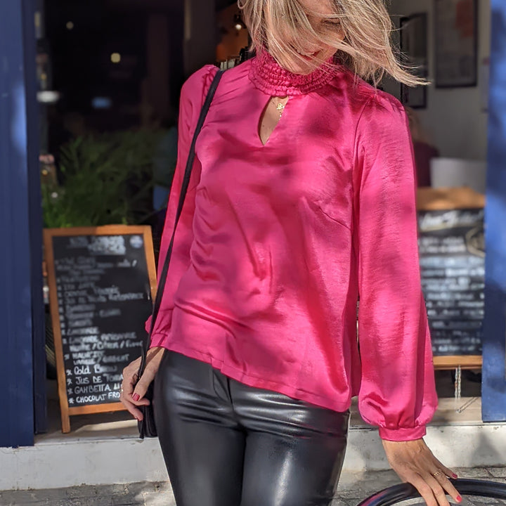 Satin lourd stretch rose indien