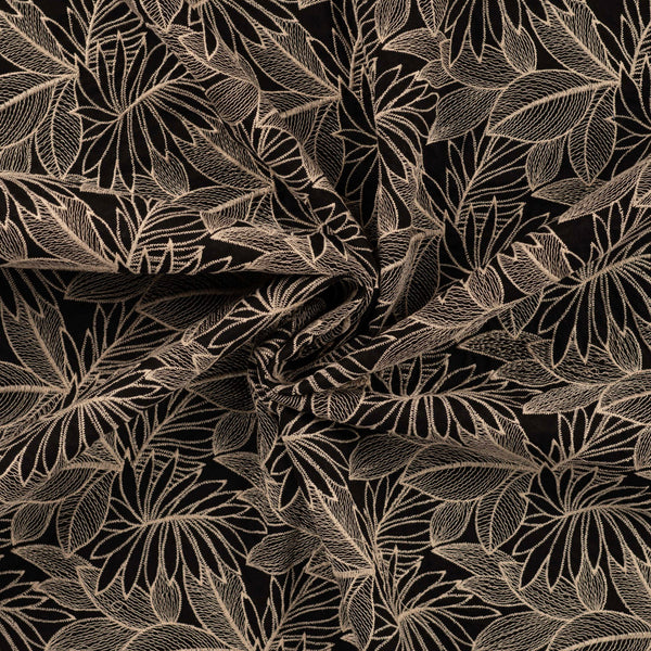 Coton noir broderie écru luxe
