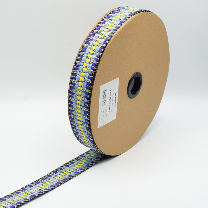 Sangle ethnique 40 mm violet jaune