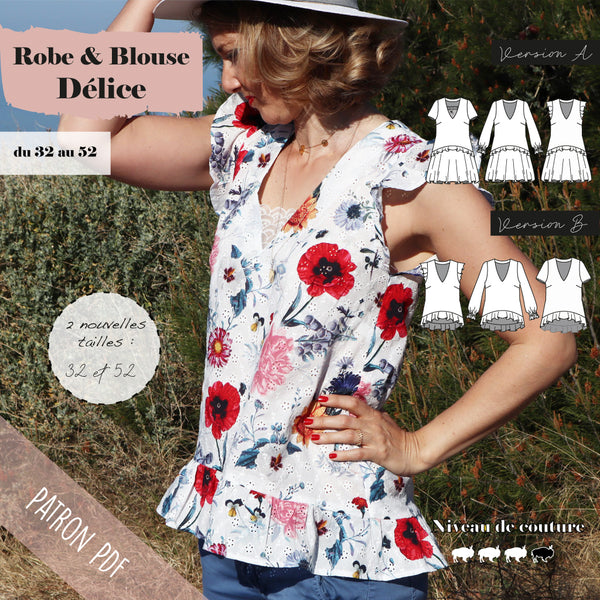 Patron Robe et blouse Délice du 32 au 52 (PDF)