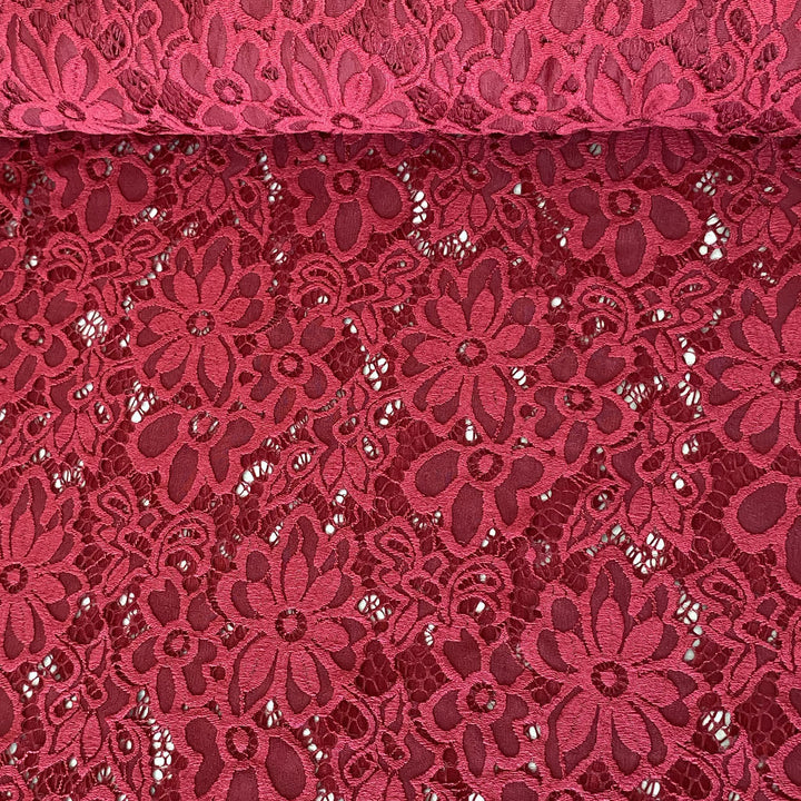 Dentelle élastique grosse fleur rouge