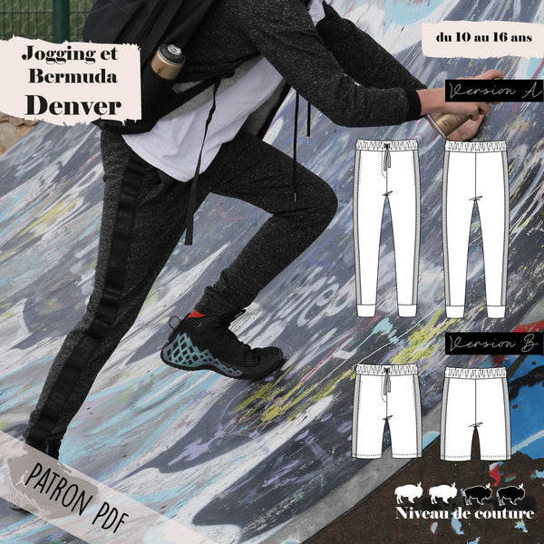 Patron ado jogging et bermuda Denver 10/16 ans (PDF)