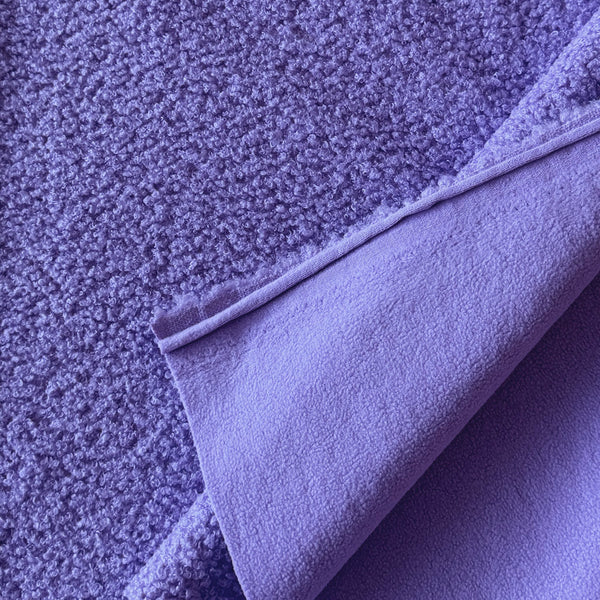 Fausse fourrure double face bouclette/polaire violet