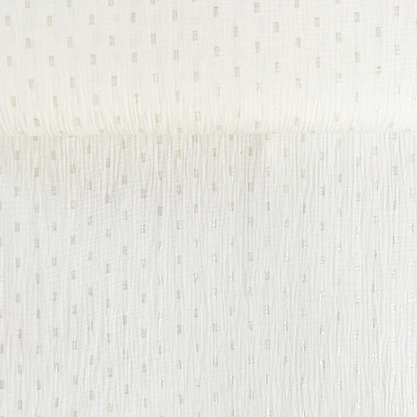 Double gaze écru rectangle fils lurex or