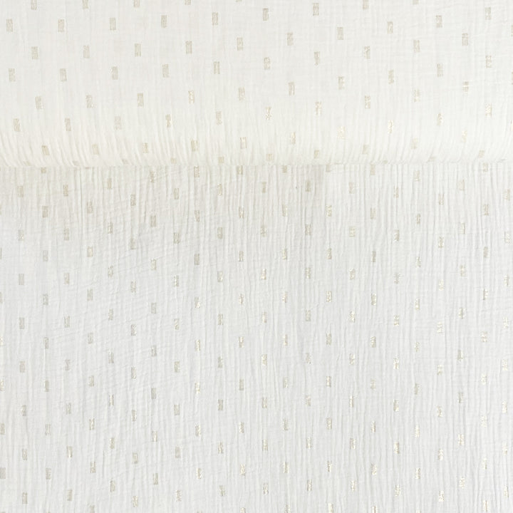 Double gaze écru rectangle fils lurex or