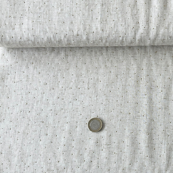 Viscose Lin naturel pois or