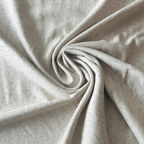 Viscose Lin naturel pois or