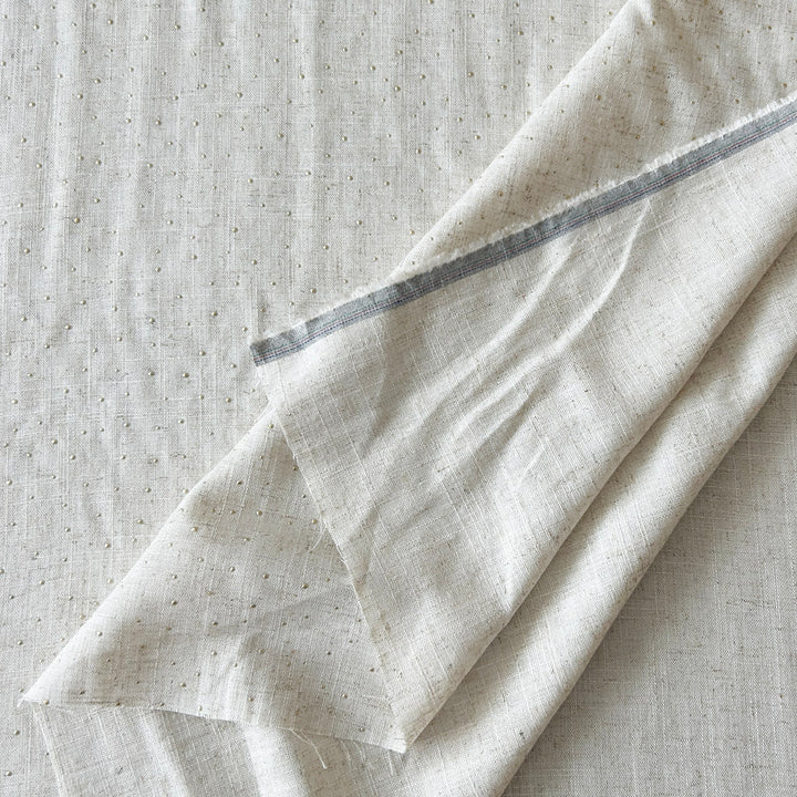 Viscose Lin naturel pois or