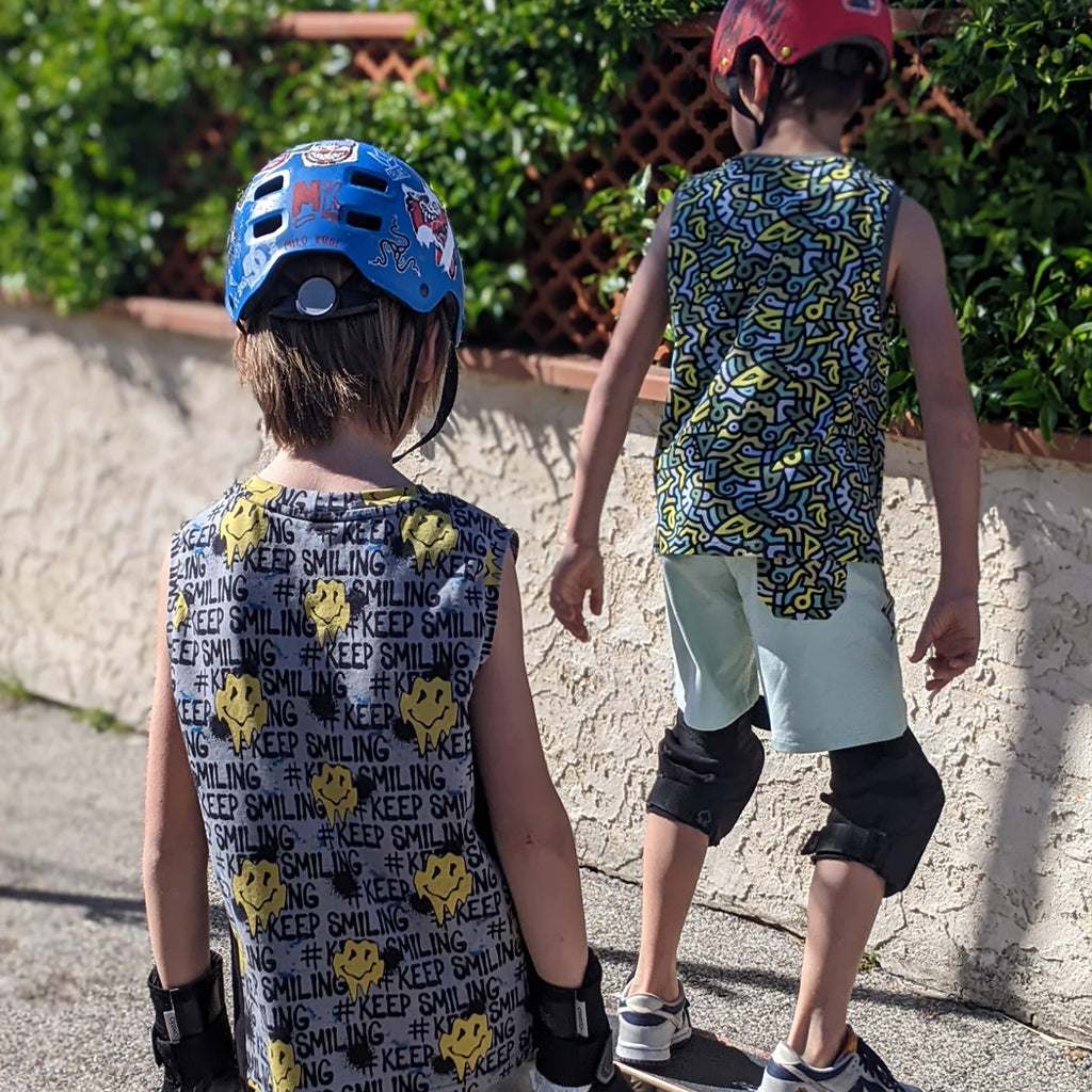Ensemble Boxe Enfant Garçon - Débardeur + Short De Sport - Imprimés Brillants - Pour Entraînement, Kickboxing, Jogging - 8