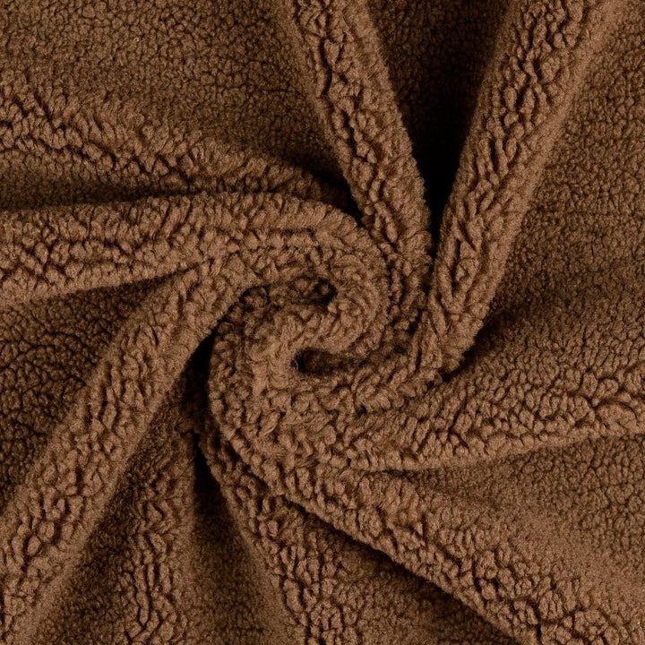 Fausse fourrure double face bouclette/suédine chocolat