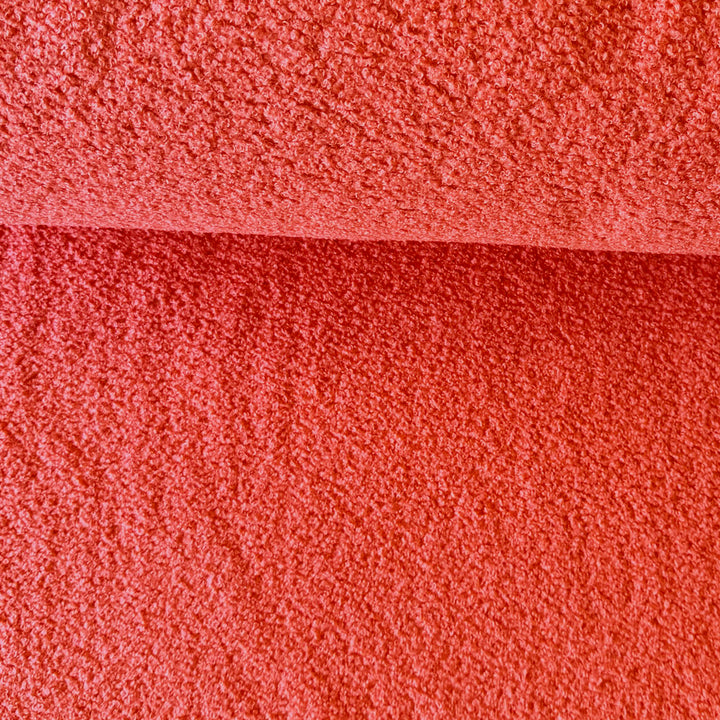 Fausse fourrure double face bouclette/polaire orange sanguine