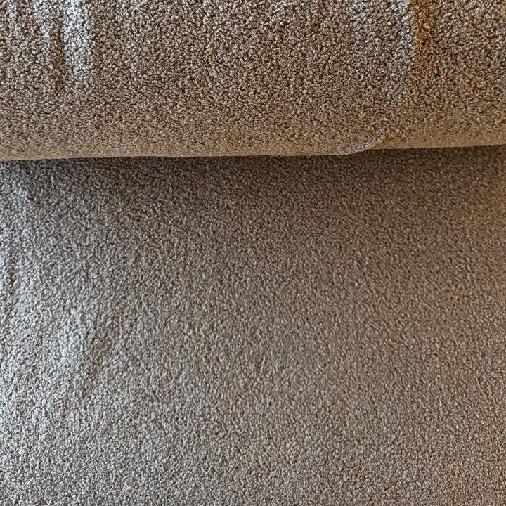 Fausse fourrure double face bouclette/polaire taupe