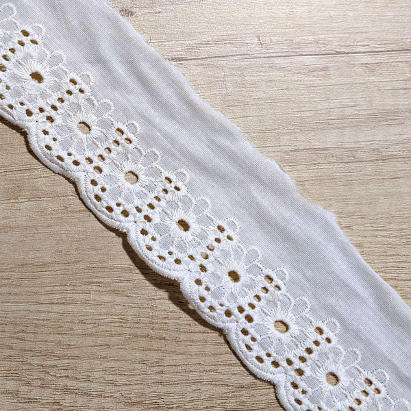 Galon broderie anglaise écru n°8 - 60 mm