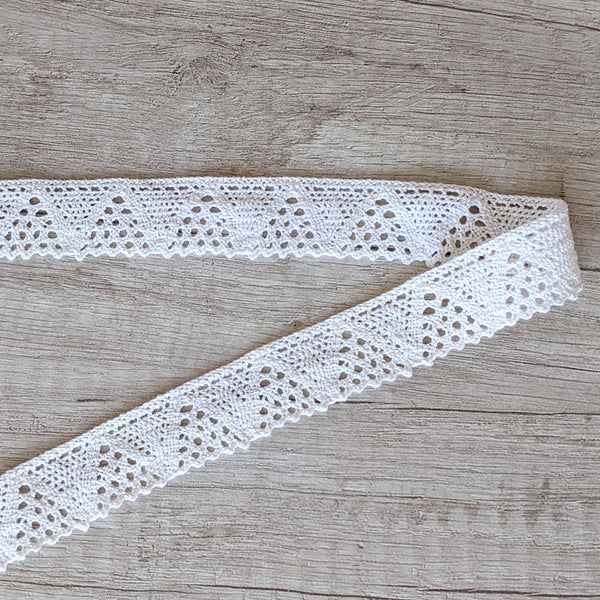 Galon macramé écru triangles 25 mm
