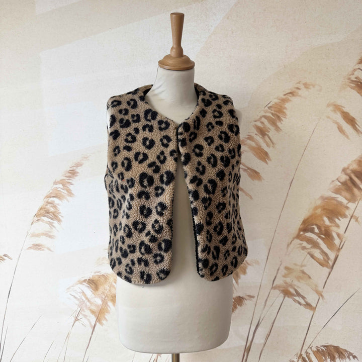 Fausse fourrure poil ras beige foncé léopard