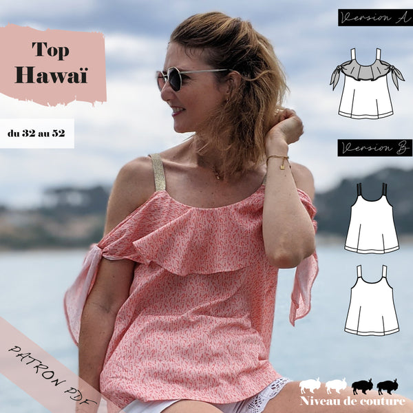 Patron Top femme Hawaï  du 32 au 52 (PDF)