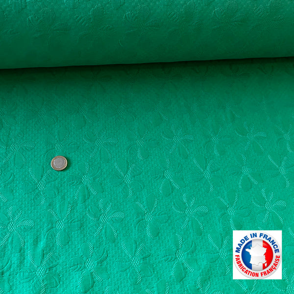 Coton jacquard Made in France - marguerite verte