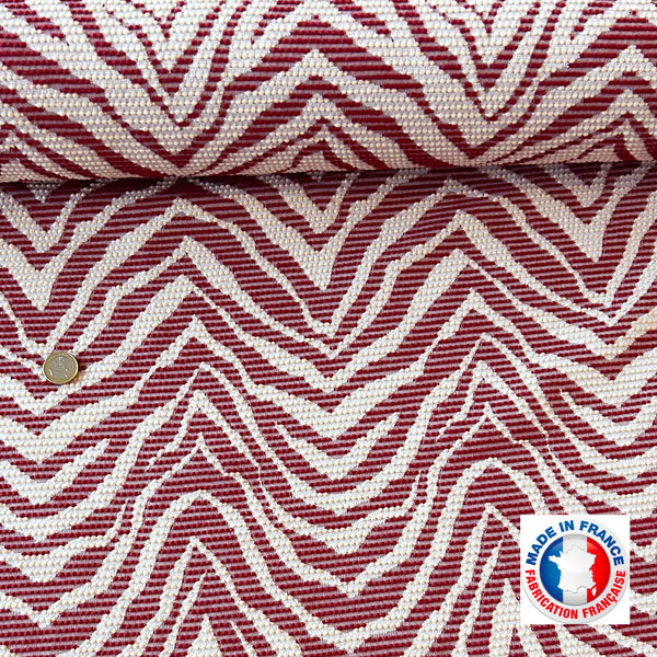 Jacquard Made In France zebré écru et bordeaux