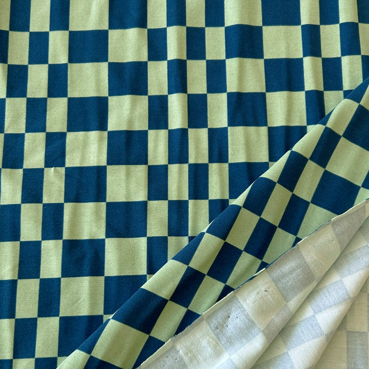 Jersey damier asymétrique bleu vert