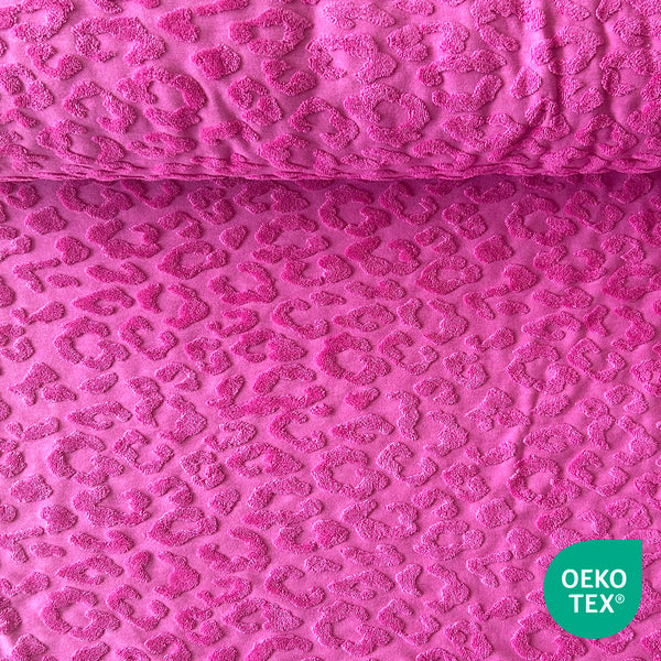 Jersey jacquard léopard rose