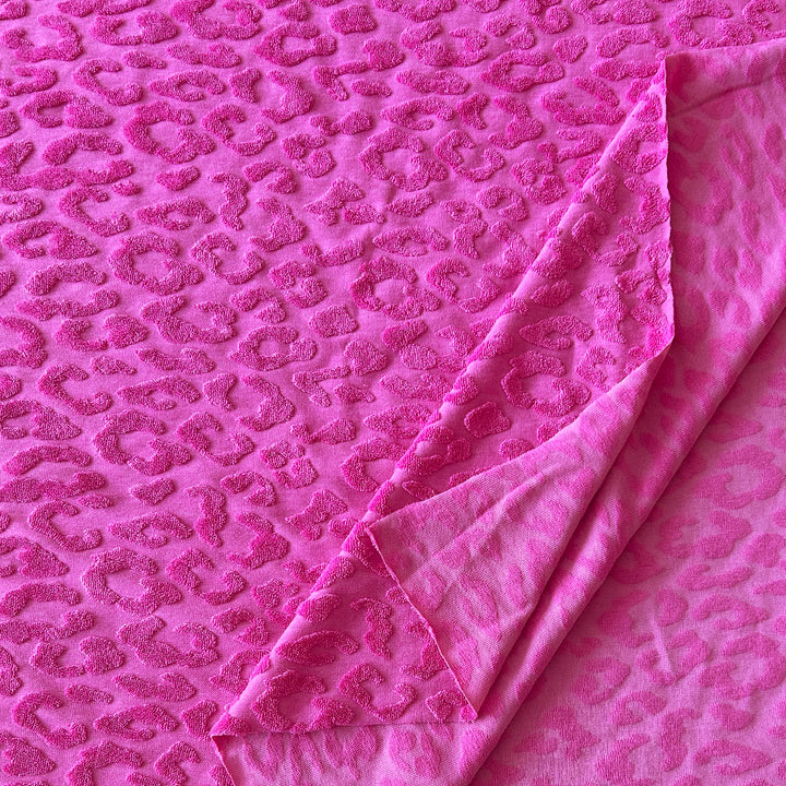 Jersey jacquard léopard rose